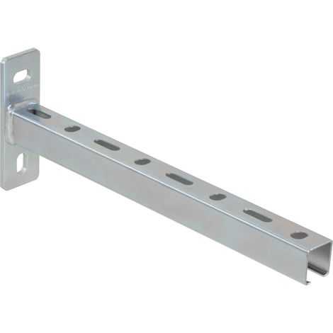 Dalsys Console de rail, console murale, support mural, support pour charges lourdes en acier galvanisé, résistant à la corrosion - 38/40 argent 48cm, 1 pièce