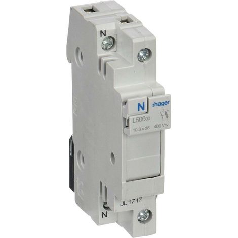 Hager porta-fusibile base per fusibili cilindrici 10,3 x 38 32 a 1 polo + neutro l50600