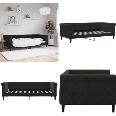 Letto da Giorno Nero 90x190 cm in Velluto - Divano letto - Letto in velluto