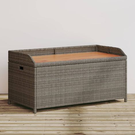 Panca Portaoggetti Giardino Grigia 100x50x52 Polyrattan Acacia vidaXL