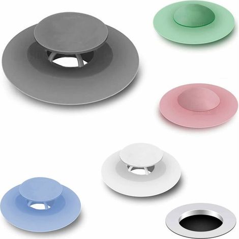 Hair Catcher Drain Stopper, 2 in 1 Shower Drain Cover, Silicone Drain Strainers for Tub/Bathtub/Floor Drain/Kitchen Sink (5 Pack) (1/5)