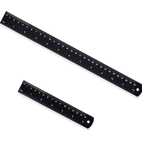 Lot de 2 règles en métal (alliage d'aluminium) avec graduations (1/5)