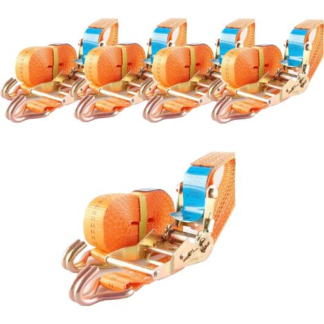 5x Profi Ratschen Spanngurt Spanngurte Zurrgurt 2-tlg 5m 2t 2to 2000kg TÜV/GS ORANGE (1/3)