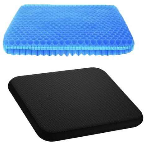 Pair - Coussin de siège en gel, coussin de siège de chaise de bureau avec housse antidérapante, respirant, soulagement de la douleur en nid d'abeille, coussin de caisse à œufs pour chaise de bureau, v (1/5)
