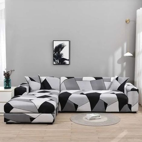 Housse de Canapé d'angle Extensible,Couverture de Canapé Revêtement de Canapé Universelle de Forme L (3 Places+2Places) (1/4)