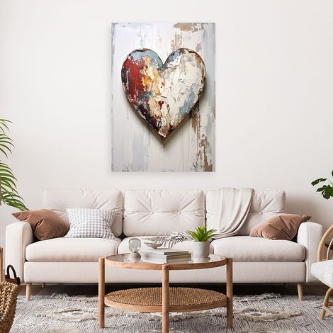 Wandbild 3D Herz Liebe im Shabby Chic Stil 70x100 (1/4)