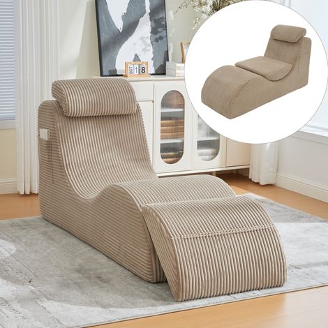 Poltrona relax 1 posto in velluto, stile moderno con design unico, ergonomico, schiuma ad alta elasticità, con sedile removibile e tasca laterale - Marrone