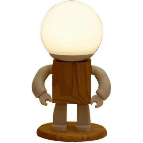 Lampe de table robot en bois, cadeau d'anniversaire pour enfant garçon (1/2)