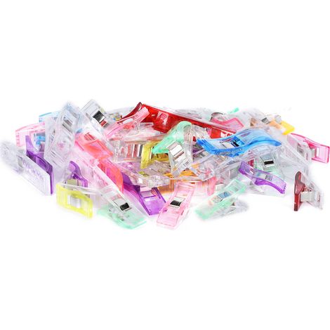 50 pinces à couture en plastique de couleurs assorties pour ourlets, patchwork et tricot.
