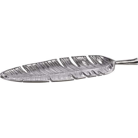 Foglia vassoio svuotatasche centrotavola decorazione in metallo 41 x 12 cm