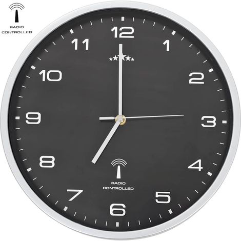 Reloj de pared radiocontrol movimiento de cuarzo 31 cm negro vidaXL (1/5)