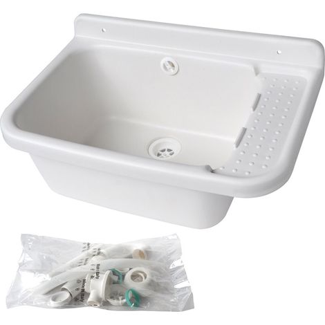 Poste d'eau / lavabo complet haute qualité 600 x 390 x 250mm + accessoires de fixation - First Plast