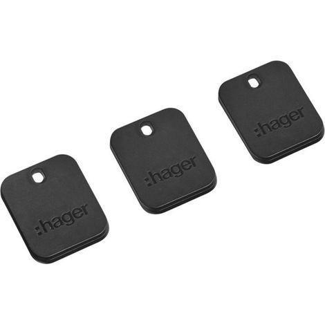 Lot de 3 badges RFID format porte-clé noir - HAGER XVA400