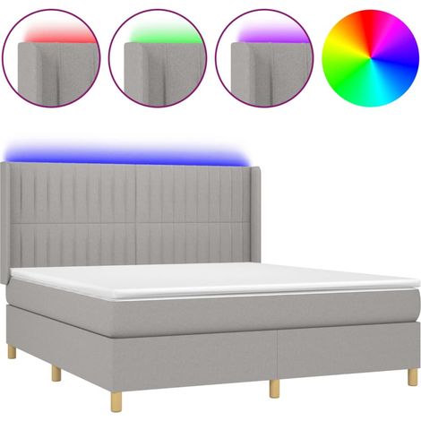 Maison Exclusive - Cama box spring colchón y luces LED tela gris