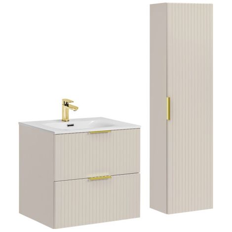 Meuble vasque à encastrer 60 cm + colonne - Georgia Cashmere - Livraison gratuite