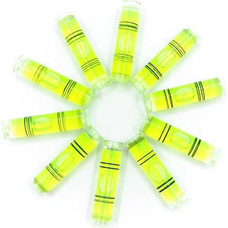 Lot de 10 (9.5x40mm) Niveau à Bulle, mini Plastique cylindrique Petite Niveau à bulle,mini inclinomètres de haute précision (1/5)