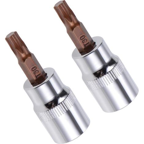 Lot de 2 douilles Torx 3/8" x T30, embouts en acier S2, embouts Torx avec 48 mm de longueur pour clé à cliquet, clé dynamométrique, barre coulissante, perceuse (1/5)