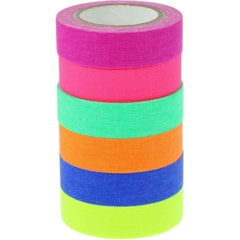 6 Rollen UV-fluoreszierendes Klebeband, Neon-Stoffklebeband, fluoreszierendes Klebeband für Schwarzlicht (1/5)