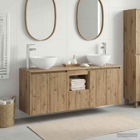 vidaXL Bathroom Cabinet Set 3 pcs Artisan Oak 129 x 35 x 80 cm (1/5)