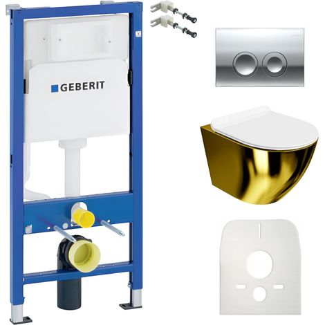 GEBERIT WC Set mit Vorwandelement, Wand-WC und Spülknopf (1/5)