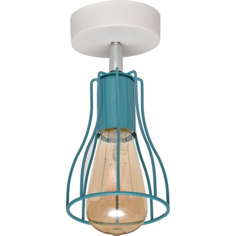 Helam TUBE Semi Plafonnier Blanc, Turquoise 10cm