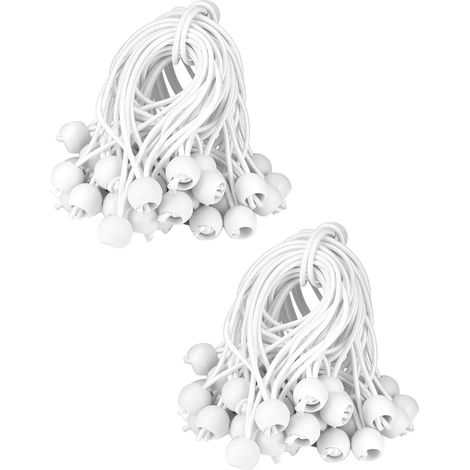 100 pièces tendeur élastiques avec Boules, 15 cm, tendeur en Caoutchouc Blancs, adaptés pour Les tentes de Camping, Les bâches, Les bannières, Les Articles ménagers. (1/5)