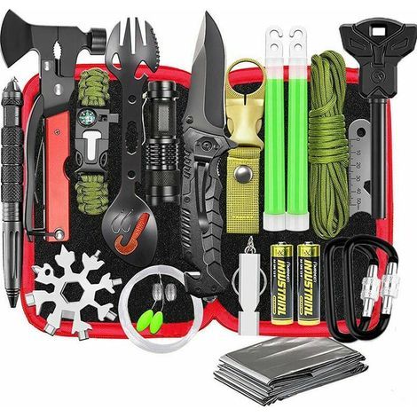 Überlebensset + Erste-Hilfe-Tasche + Feuerstarterstein, Abdeckung, Multifunktionswerkzeug, Zange, Werkzeug, Militärzubehör, Komplettset, Erste-Hilfe-Geräte, Angelzubehör (1/5)