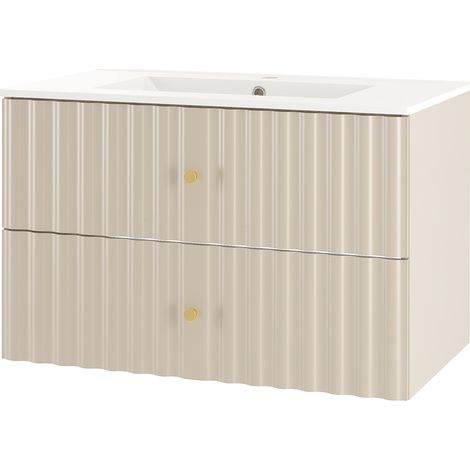 Waschtischunterschrank mit Waschbecken 80 cm breit in kaschmir AQUINO-140 (1/5)