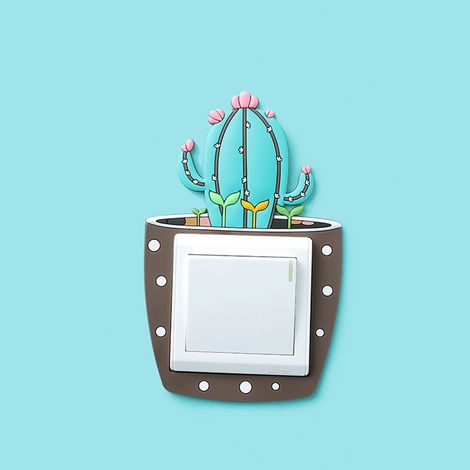 Sticker adhésif souple et lumineux pour interrupteur, motif cactus de Jamaïque, idéal pour décorer salon et chambre. (1/5)