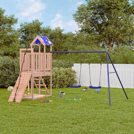 Aire de jeux extérieure : Aire de jeux d'extérieur bois de pin imprégné jeu extérieur enfant, aire de jeu jardin, balançoire enfant , pour jardin, usage domestique , enfant 3-8 ans (1/5)