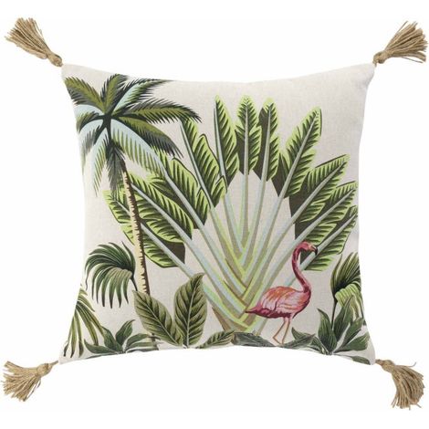 Housse de Coussin Déco "Cruzabel" 40x40cm Vert (1/4)
