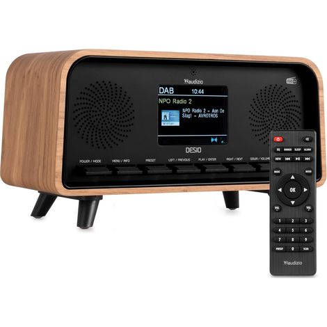 Desio Radio Dab/Dab+/FM avec BT 5.0, Écran Couleur 2,4", Port USB et Entrée AUX 3,5 mm, Design Rétro Couleur Chêne, Alarme et Minuterie, Idéale pour Salon, Cuisine ou Chambre (1/5)