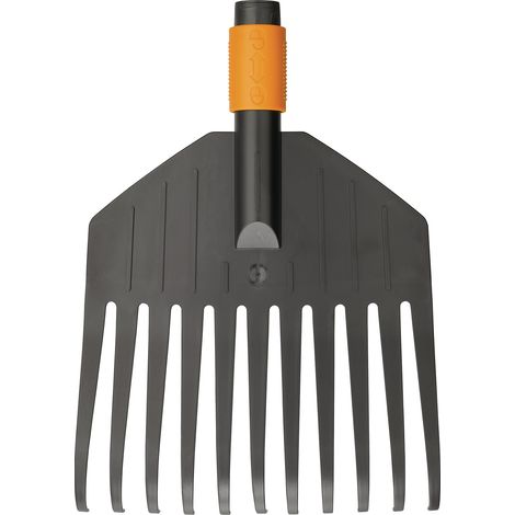 Fiskars QuikFit 1000659 - Scopa da Giardino Piccola (S) 11 Denti Nero e Arancione 21,3 cm