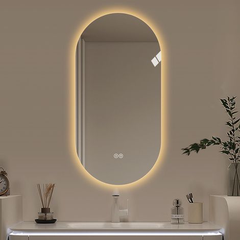 Miroir de salle de bain/de salon de coiffure intelligent mural avec écran tactile LED antibuée 60 x 120 cm (1/5)