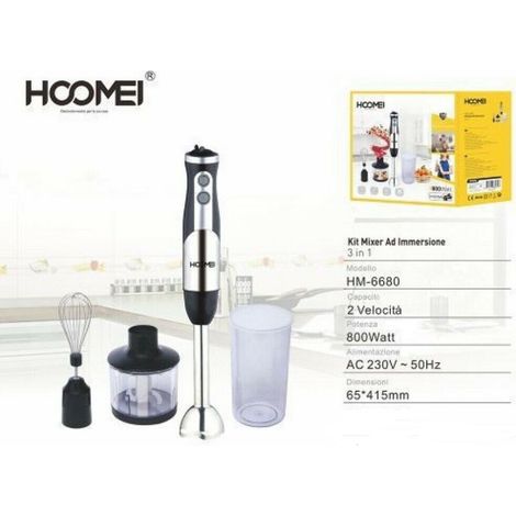 3 In 1 Mixer Ad Immersione Multifunzione 800 W 2 Velocita' Cucina Hoomei Hm-6680