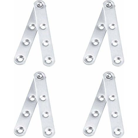 Lot de 4 Charnières Pivot Porte(100x16mm) en acier inoxydable, Pivote à 360 ° ,Pivote vers le bas , Pour porte d'armoire, armoire à chaussures-Argent (1/5)