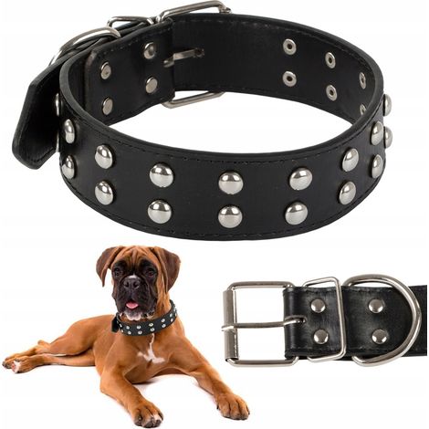 Collier chien clouté cuir eco réglable L (1/5)