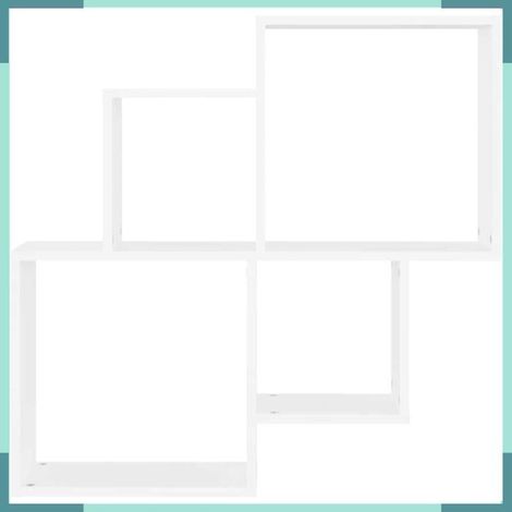 807259 étagère murale cube Blanc 80x15x78,5 cm Bois d’ingénierie (1/4)