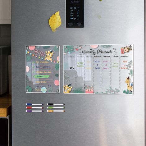 Porte-affiches acrylique effaçable mini - animaux, formats A3+A4, réutilisable, avec 6 feutres inclus (1/5)