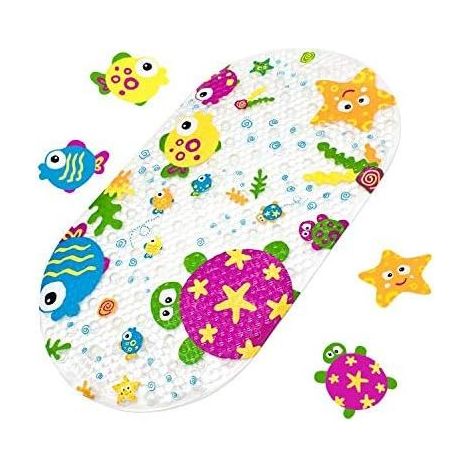 Tapis de bain bébé antidérapant motif océan, ventouse plastique sécurité (1/3)