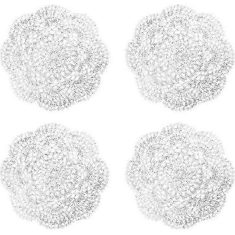Lot de 4 napperons ronds en dentelle au crochet de 22 cm (8,6 pouces), sets de table faits main en coton crocheté (blanc) (1/5)
