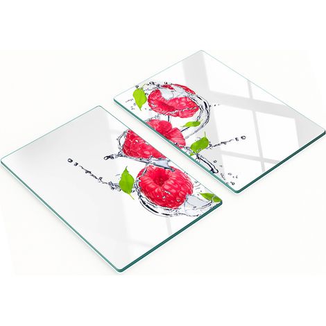 Taglieri decorativi in vetro per tagliare e servire, colore lampone e acqua, 2x40x52 cm (1/5)