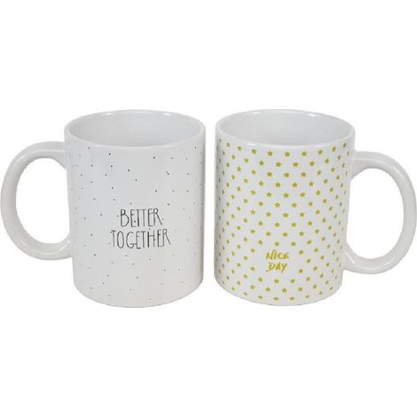 Trade Shop - Keramikbecher mit verschiedenen Schriftzügen für das Milchfrühstück 211167 -
