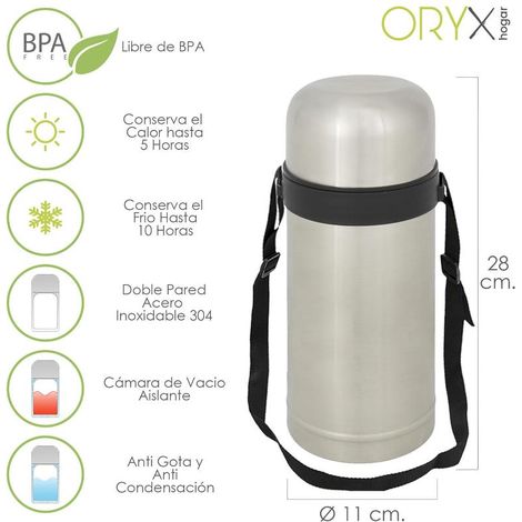 Termo Solidos y Liquidos, 1 Litro De Capacidad, Libre BPA, Acero Inoxidable, Antigoteo (1/3)