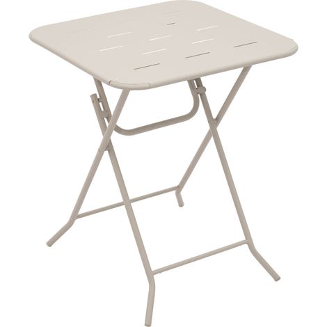Salon de jardin bistrot pliant 3 pièces en acier beige MODENUIT (1/5)