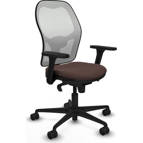 Jorquera sincro malla blanca similpiel marrón oscuro brazos 3D base nailon ruedas 65mm nailon (1/5)