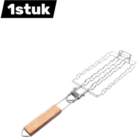 pince à barbecue - Grille de cuisson - Acier inoxydable - Convient pour les hot-dogs et les saucisses - Démontable et pliable - Grille de cuisson extérieure - Argent (1/5)