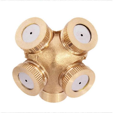 4 Holes Professional Misting Nozzle Brass Spray Mist Nozzles Garden Sprinklers Water Hose Connector Fitting for Gardening and Agriculture 4.44.2cm G (1/4)