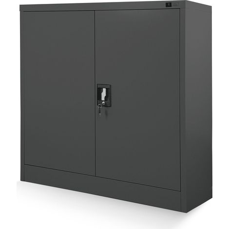 Jan Nowak C001B kleiner Aktenschrank abschließbar Büroschrank Metallschrank Wertfachschrank 92,5 cm x 90 cm x 40 cm Anthrazit