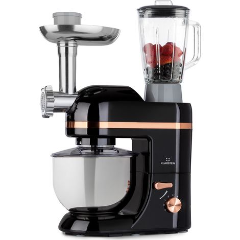 Klarstein Knetmaschine Küchenmaschine mit Fleischwolf, 2000W Teigmaschine Klein, 6 Stufen, Schneebesen Rühr- & Knethaken, Planetenrührwerk, Rührmaschine mit Mixer, Küchenmaschinen mit 5L Schüssel (1/5)